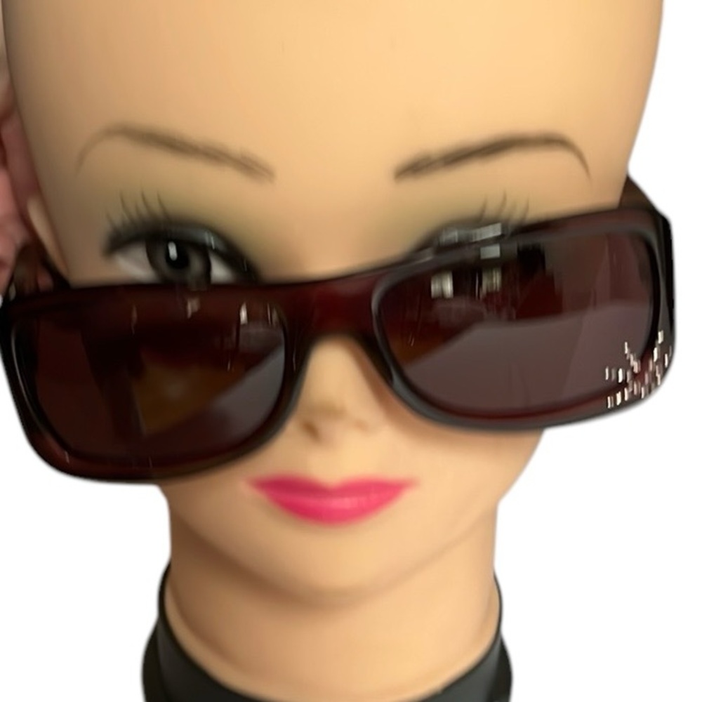 Christian Dior sunglasses maroon or purple Swavorski Crystals & case